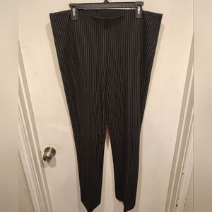 Chico's Black Pinstripe Ponte Knit Pull-On Pants Sz 2.5R (14R) Career Casual